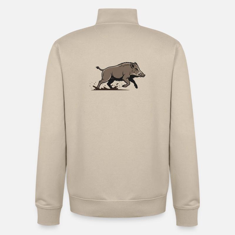Course de sanglier Chasse d’attaque - Sweat zippé unisexe en coton bio Stanley/Stella - beige crème