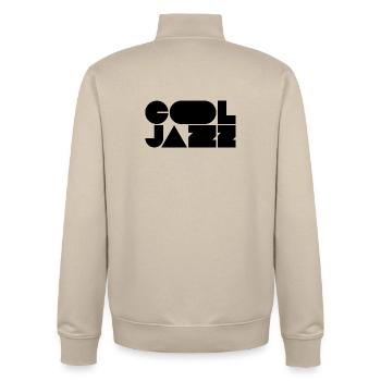 Logo jazz audacieux et cool - Sweat zippé unisexe en coton bio Stanley/Stella - beige crème - Dos - AI Model Male 185 dark (185cm)
