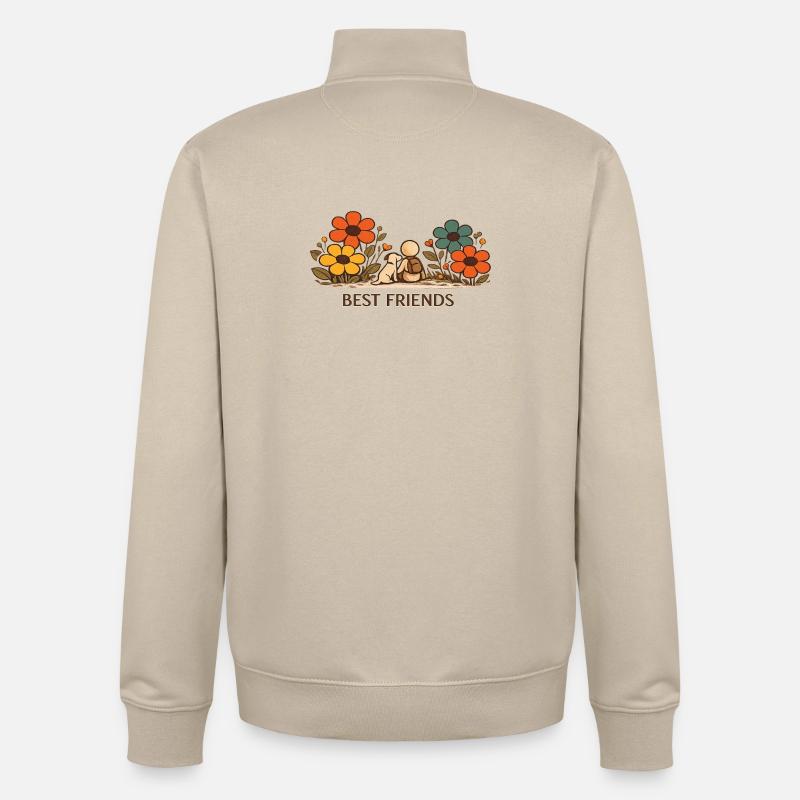 La Petite Pensée | MEILLEURS AMIS - Sweat zippé unisexe en coton bio Stanley/Stella - beige crème