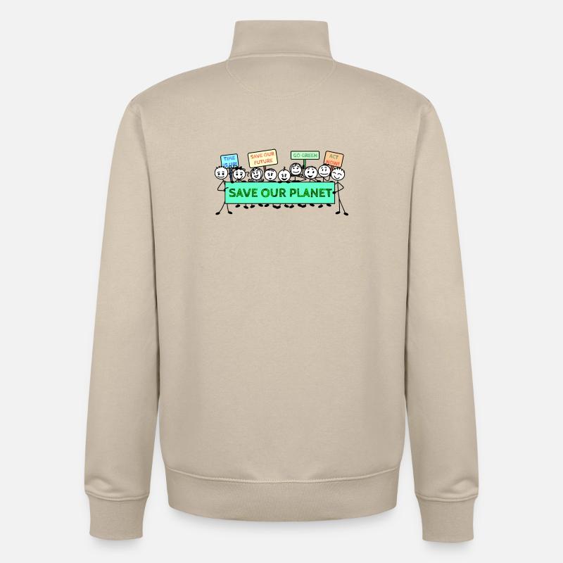 Logo de la manifestation changement climatique - Sweat zippé unisexe en coton bio Stanley/Stella - beige crème
