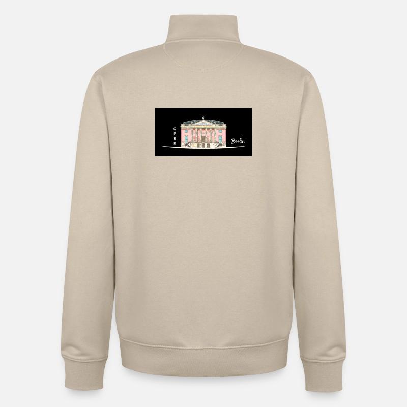 Berlin, Oper unter den Linden, Dessin - Sweat zippé unisexe en coton bio Stanley/Stella - beige crème