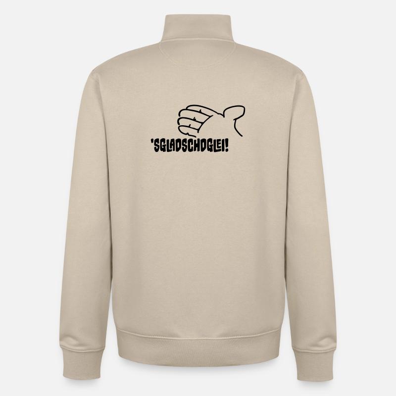 Sgladschdglei ! Il s’apprête à applaudir ! - Sweat zippé unisexe en coton bio Stanley/Stella - beige crème