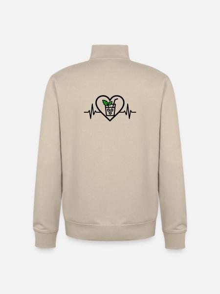 Mojito Heart Cocktail Mint Glass Summer - Unisex Organic Zip Sweatshirt by Stanley/Stella - desert dust