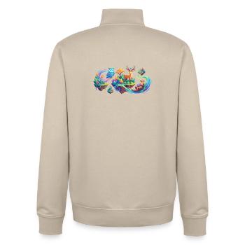 Fantasiewald Tiertraum Fantasy Wald Tiere Motiv - Unisex Organic Zip Sweatshirt von Stanley/Stella - Cremebeige - Hinten - AI Model Male 185 dark (185cm)