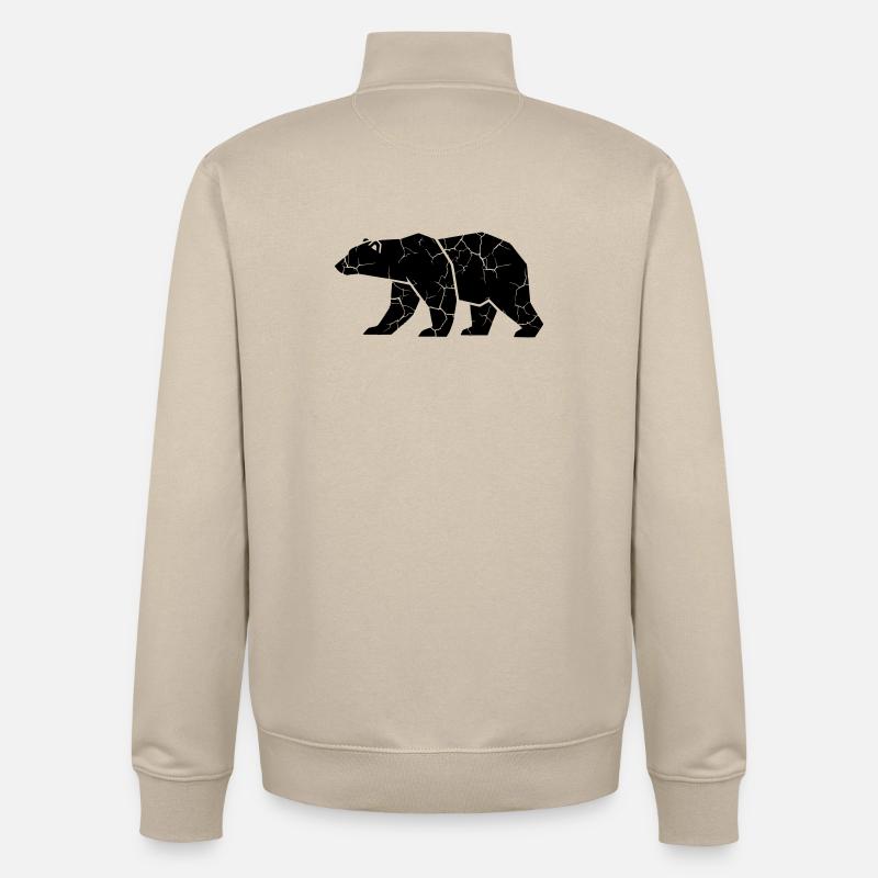 Bear Ripps Grunge Silhouette - Sweat zippé unisexe en coton bio Stanley/Stella - beige crème