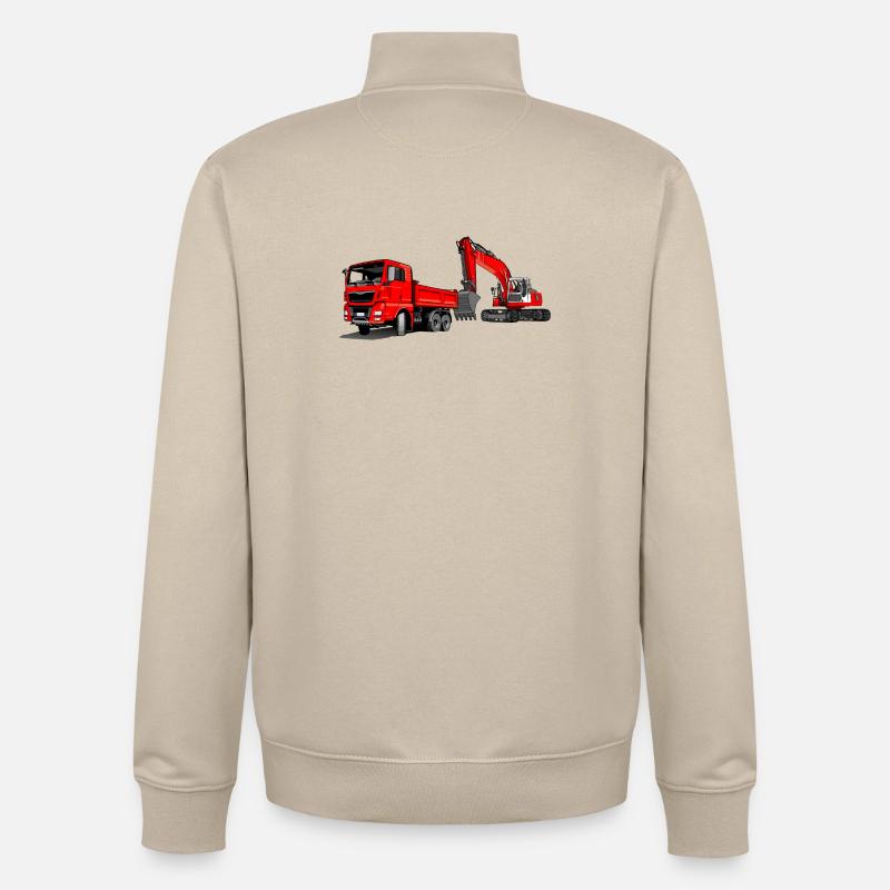 Baustelle mit Bagger und Kipplaster - Unisex Organic Zip Sweatshirt von Stanley/Stella - Cremebeige