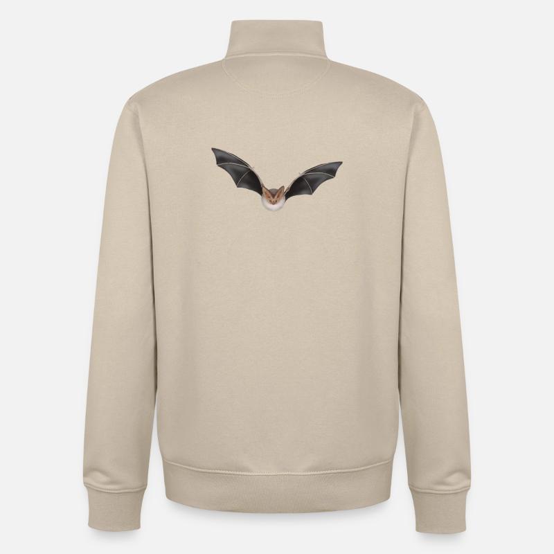 Conception des ailes de chauve-souris nocturnes - Sweat zippé unisexe en coton bio Stanley/Stella - beige crème