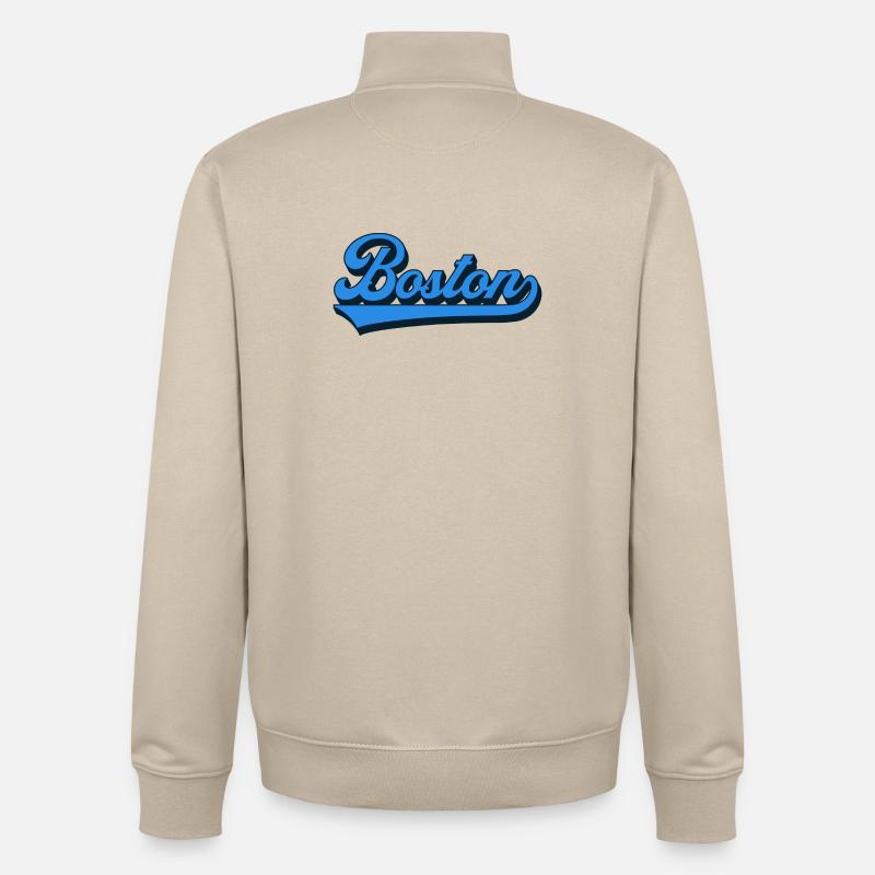 Boston Blau Script Retro - Unisex Organic Zip Sweatshirt von Stanley/Stella - Cremebeige