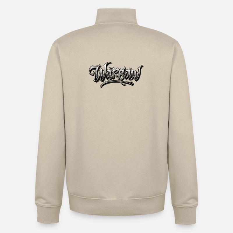 Conception artistique du graffiti à Varsovie - Sweat zippé unisexe en coton bio Stanley/Stella - beige crème