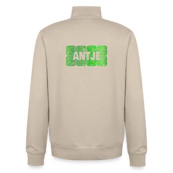Antje - Unisex Organic Zip Sweatshirt von Stanley/Stella - Cremebeige - Hinten - AI Model Male 185 dark (185cm)