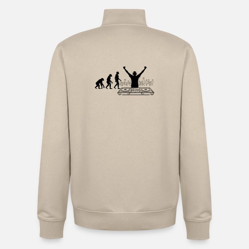 Évolution vers DJ Humor Fun - Sweat zippé unisexe en coton bio Stanley/Stella - beige crème