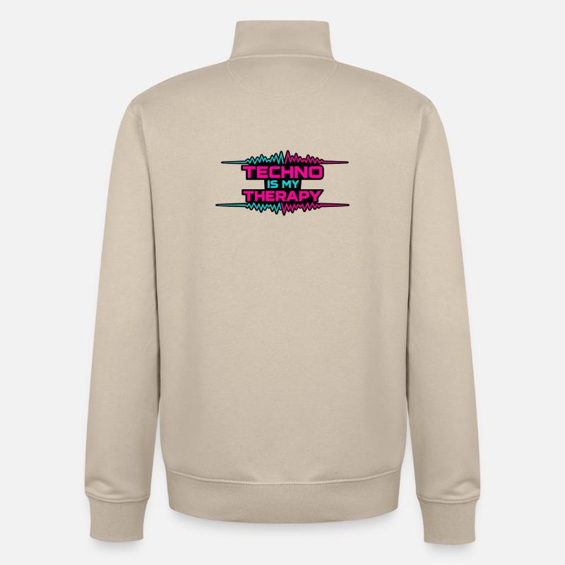 Technothérapie Néon Pulse - Sweat zippé unisexe en coton bio Stanley/Stella - beige crème