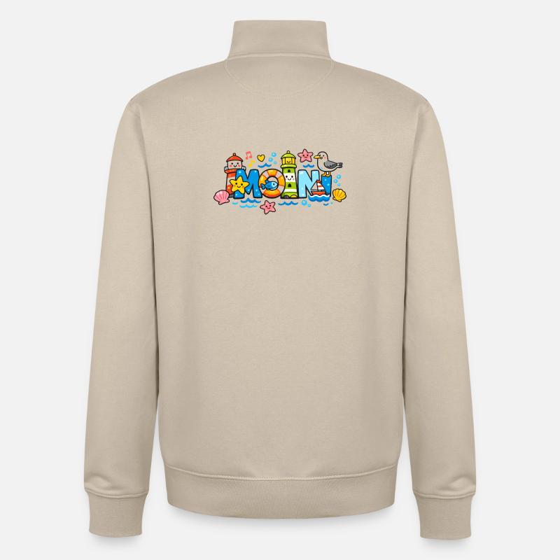 MOIN Möwe Leuchtturm Maritim Bunt - Unisex Organic Zip Sweatshirt von Stanley/Stella - Cremebeige