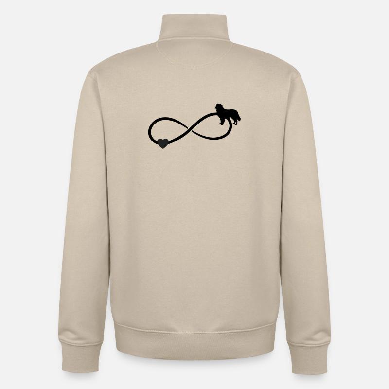 Australian Sheperd Herz Unendlichkeit  - Unisex Organic Zip Sweatshirt von Stanley/Stella - Cremebeige