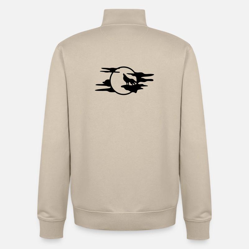 Le loup noir - Sweat zippé unisexe en coton bio Stanley/Stella - beige crème