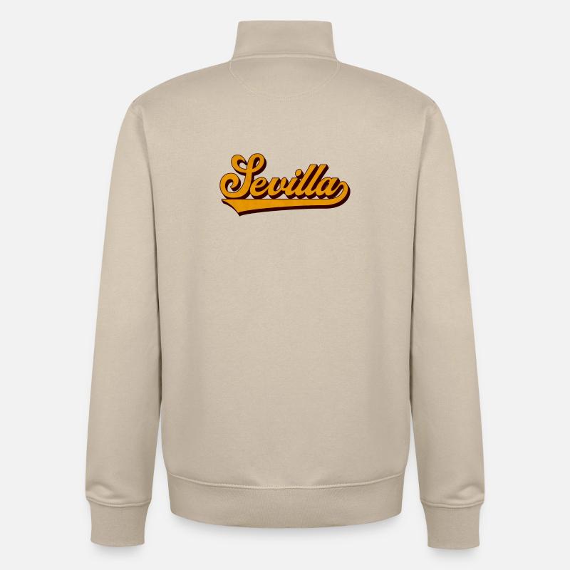 Séville Rétro Script Jaune - Sweat zippé unisexe en coton bio Stanley/Stella - beige crème