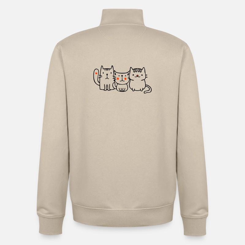 Trois petits chats - Sweat zippé unisexe en coton bio Stanley/Stella - beige crème