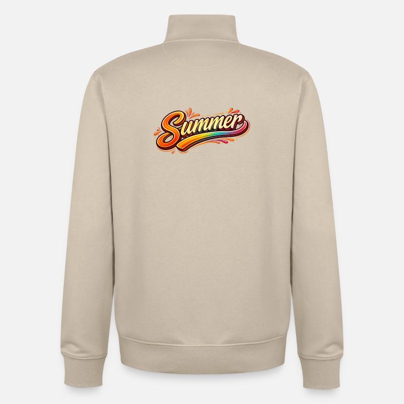 Illustration rétro en lettrage d’été - Sweat zippé unisexe en coton bio Stanley/Stella - beige crème