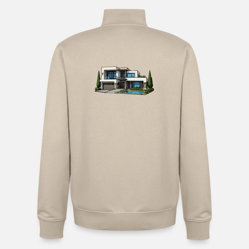 Moderne Villa mit Pool - Unisex Organic Zip Sweatshirt von Stanley/Stella - Cremebeige