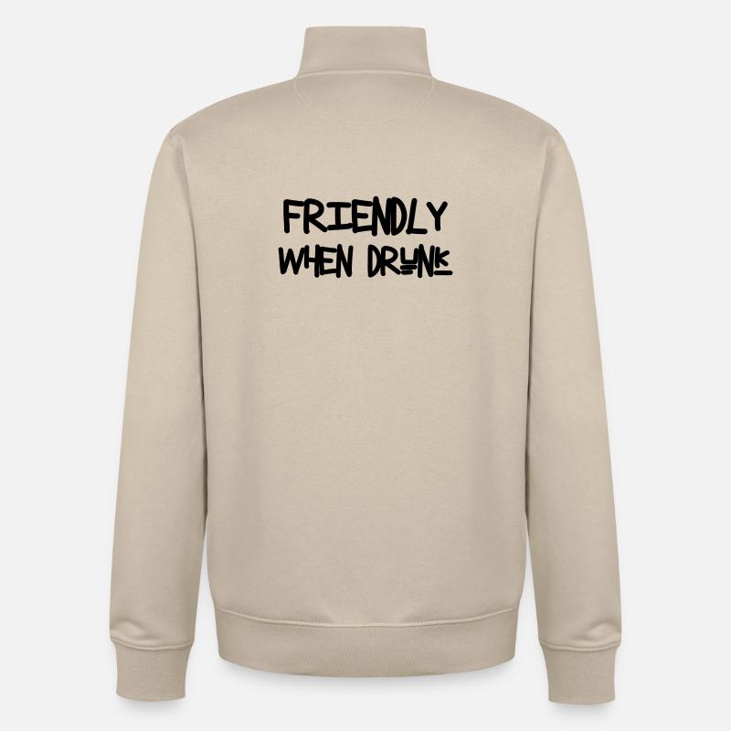 Friendly When Drunk - Unisex Organic Zip Sweatshirt von Stanley/Stella - Cremebeige