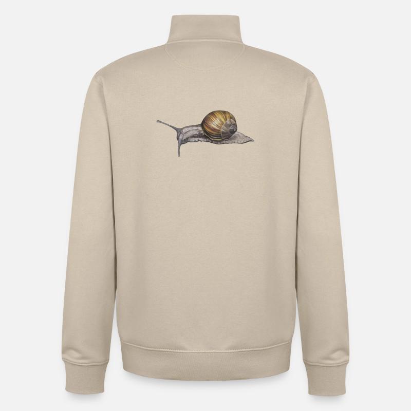 Escargots Illustration à l’aquarelle - Sweat zippé unisexe en coton bio Stanley/Stella - beige crème