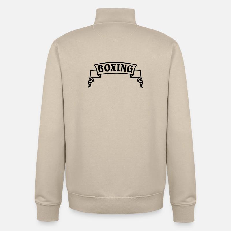 Boxen Boxtext in Wimpel oder Banner - Unisex Organic Zip Sweatshirt von Stanley/Stella - Cremebeige