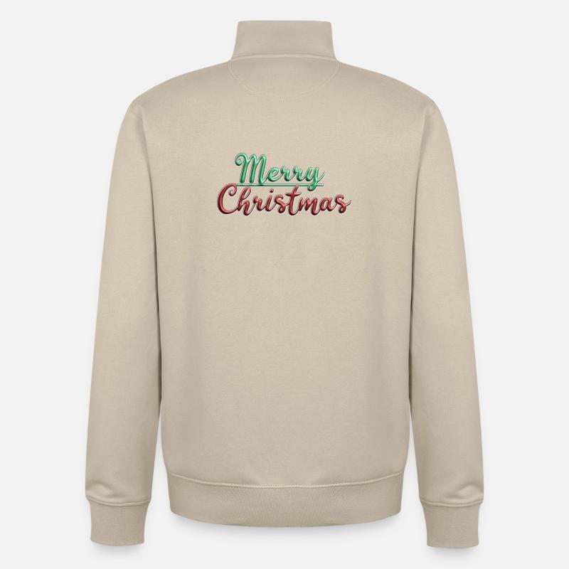 Merry Christmas - Unisex Organic Zip Sweatshirt by Stanley/Stella - desert dust