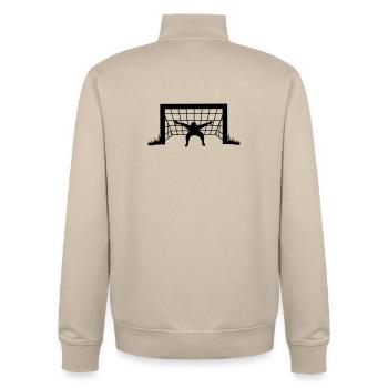 Torwart mit breiten Händen transparente Schattenfigur - Unisex Organic Zip Sweatshirt von Stanley/Stella - Cremebeige - Hinten - AI Model Male 185 dark (185cm)