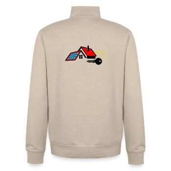 Key for the new house with solar panels - Unisex Organic Zip Sweatshirt by Stanley/Stella - desert dust - Back - AI Model Male 185 dark (185cm)