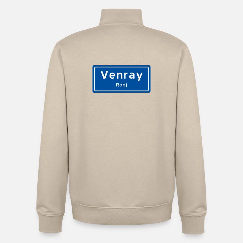 Panneau toponymique Venray - Sweat zippé unisexe en coton bio Stanley/Stella - beige crème