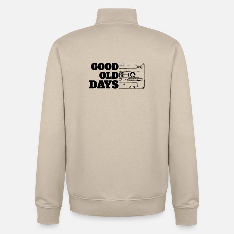 Cassette Good Old Days Blanc - Sweat zippé unisexe en coton bio Stanley/Stella - beige crème
