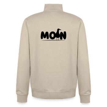 Hello with Seagull - Unisex Organic Zip Sweatshirt by Stanley/Stella - desert dust - Back - AI Model Male 185 dark (185cm)