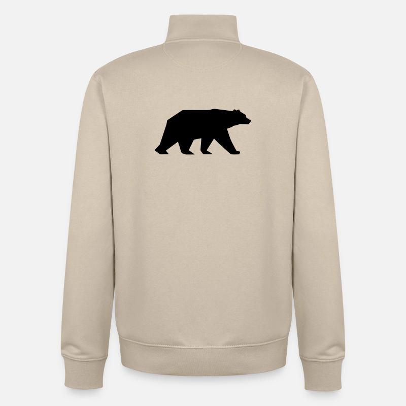 Icône de silhouette d’ours - Sweat zippé unisexe en coton bio Stanley/Stella - beige crème