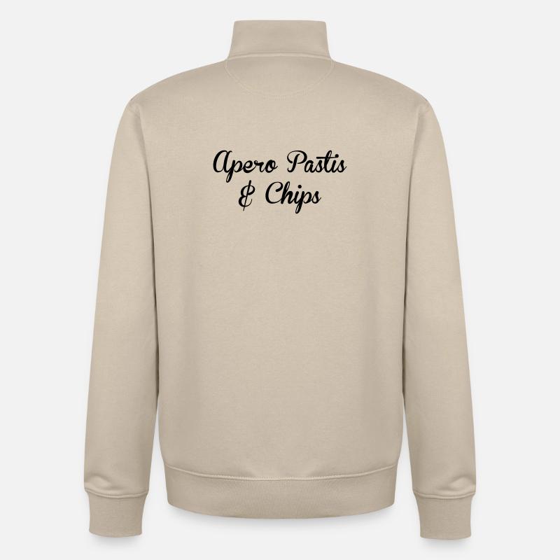 apéro pastis et chips - Alcool - Sweat zippé unisexe en coton bio Stanley/Stella - beige crème