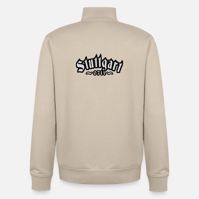Stuttgart Old 0711 - Sweat zippé unisexe en coton bio Stanley/Stella - beige crème