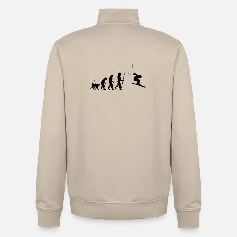 Évolution du skieur - Sweat zippé unisexe en coton bio Stanley/Stella - beige crème