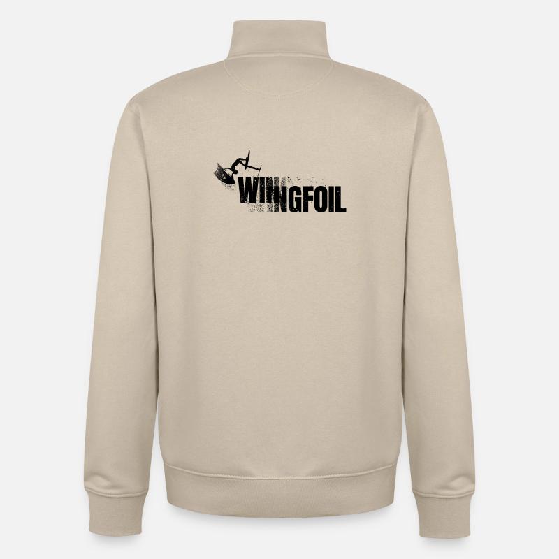 Wingfoiler avec lettrage - Sweat zippé unisexe en coton bio Stanley/Stella - beige crème