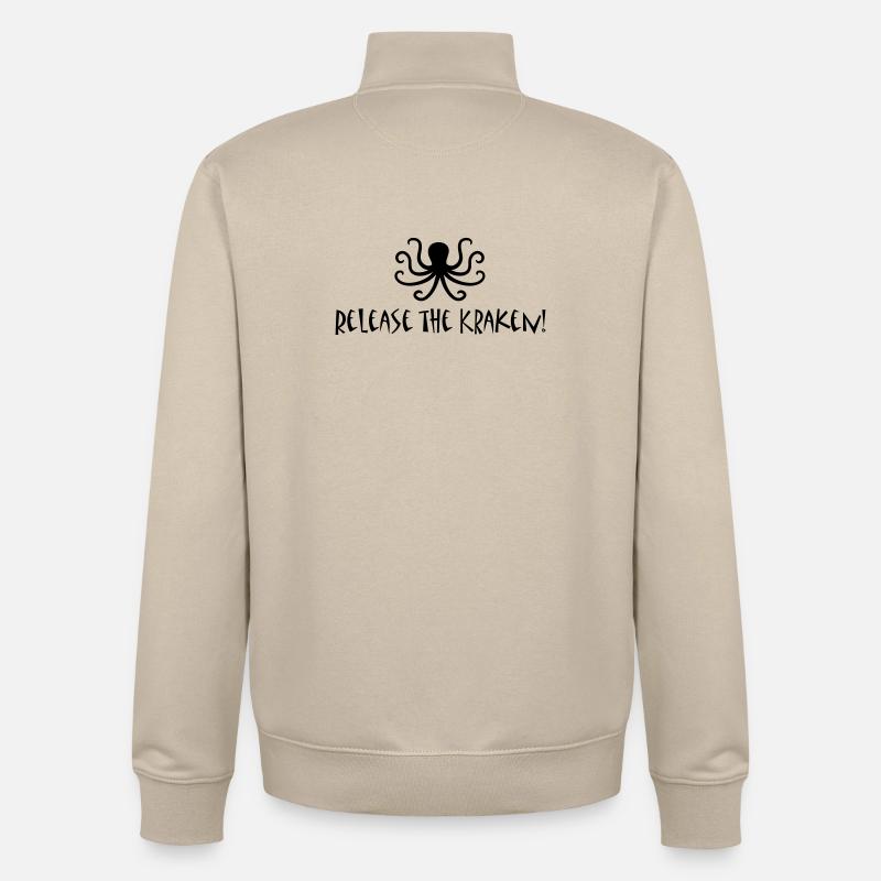 Relâchez le Kraken - Sweat zippé unisexe en coton bio Stanley/Stella - beige crème