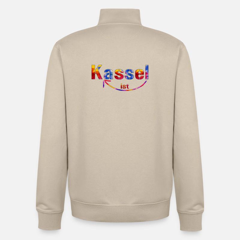 Kassel est super - Sweat zippé unisexe en coton bio Stanley/Stella - beige crème