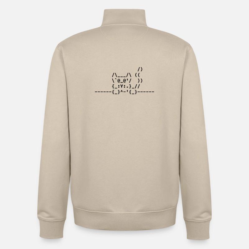 Chat Ascii - Sweat zippé unisexe en coton bio Stanley/Stella - beige crème