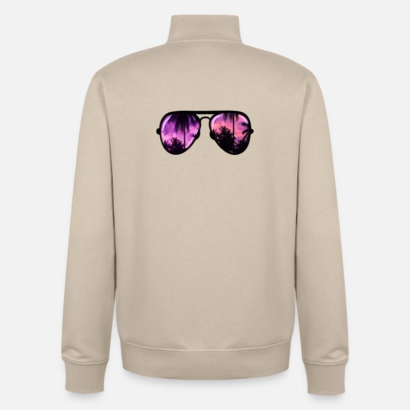 coole Sonnenbrille mit Palme - Unisex Organic Zip Sweatshirt von Stanley/Stella - Cremebeige