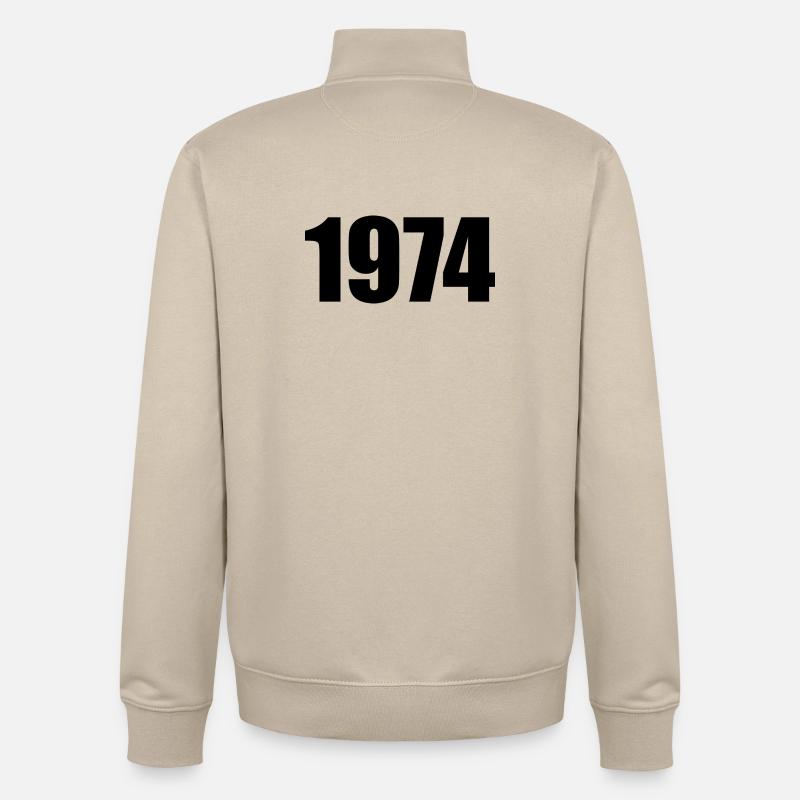 Modèle d’anniversaire 1974 personnaliser la conception - Sweat zippé unisexe en coton bio Stanley/Stella - beige crème