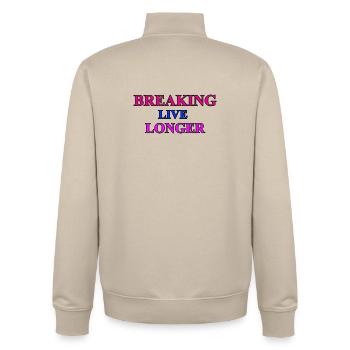 Breaking - dance - Unisex Organic Zip Sweatshirt by Stanley/Stella - desert dust - Back - AI Model Male 185 dark (185cm)