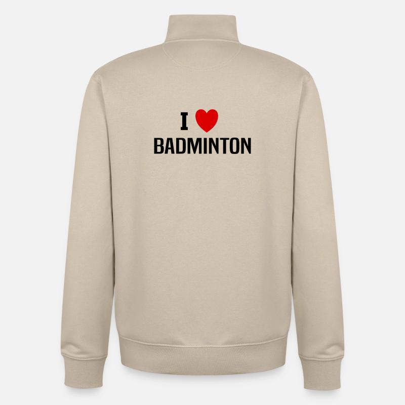 I love badminton - Sweat zippé unisexe en coton bio Stanley/Stella - beige crème