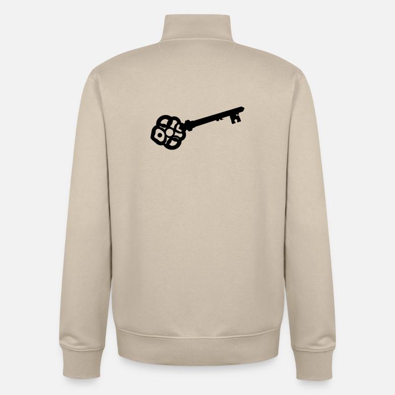 Silhouette de clé squelette ornée - Sweat zippé unisexe en coton bio Stanley/Stella - beige crème