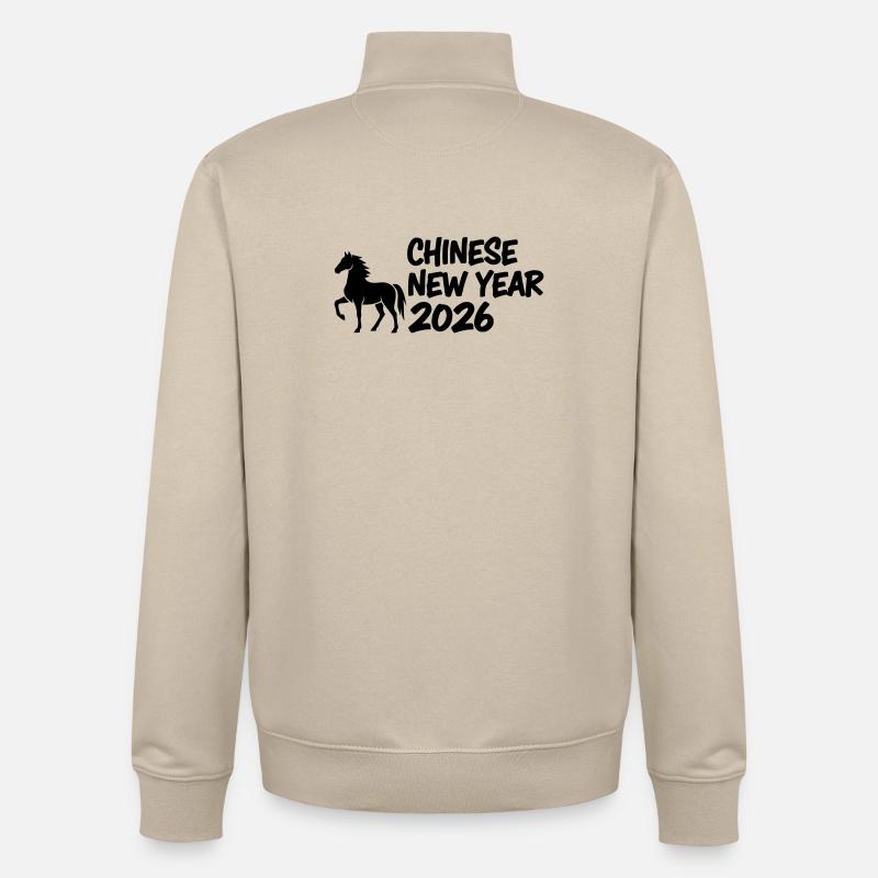 Année du Cheval Lettrage - Sweat zippé unisexe en coton bio Stanley/Stella - beige crème