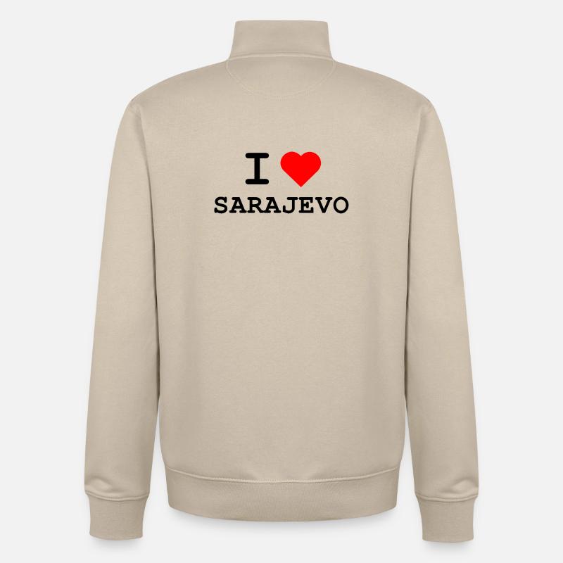 I love Sarajevo - Ich liebe Sarajevo - Unisex Organic Zip Sweatshirt von Stanley/Stella - Cremebeige
