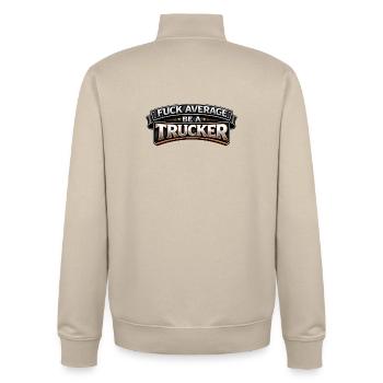 Proud trucker – passion on the road - Unisex Organic Zip Sweatshirt by Stanley/Stella - desert dust - Back - AI Model Male 185 dark (185cm)