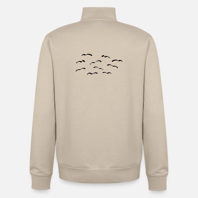 Oiseaux - Sweat zippé unisexe en coton bio Stanley/Stella - beige crème