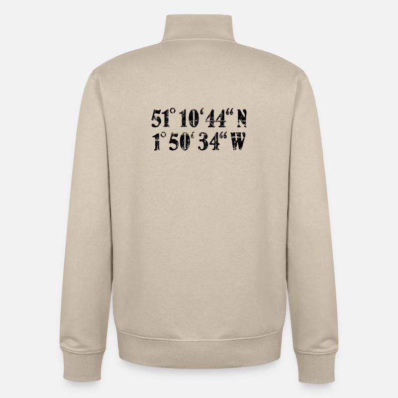 Stonehenge Coordinates Vintage Black (FR) - Sweat zippé unisexe en coton bio Stanley/Stella - beige crème